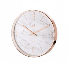 Relógio de Parede redondo 0.30m metal e vidro imita marmore